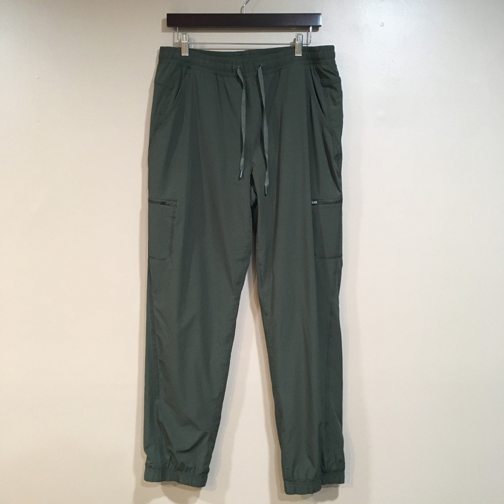 Eddie Bauer Fleece Lined Cargo Jogger Pants Womens 14 Olive Green Insulated Hike